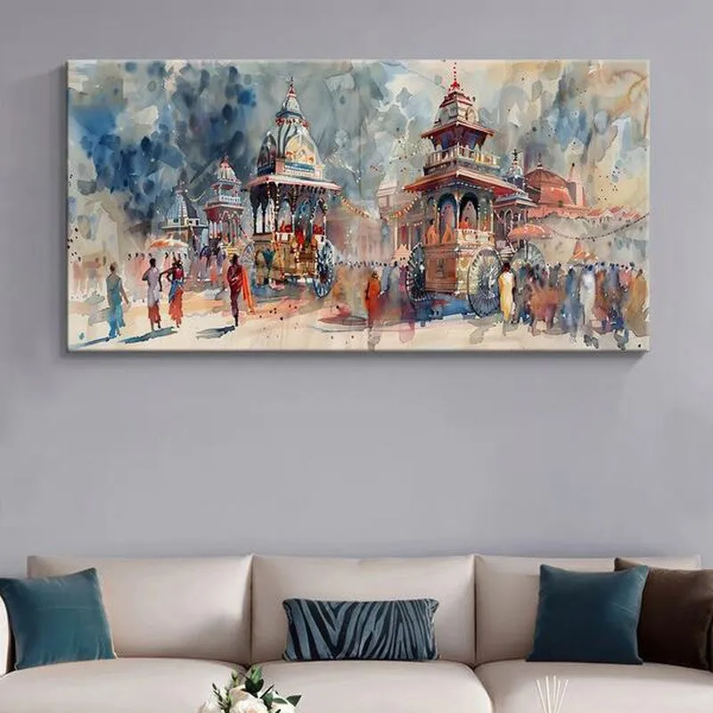 Jagannath Rath Yatra Festivities Poly Canvas Wall Painting media 1