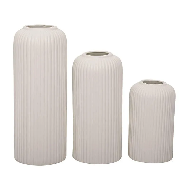 Pasha Ceramic Vase (White) - Set Of Three media 4