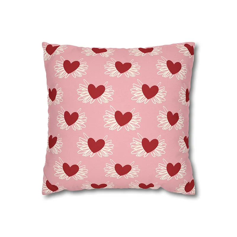 Winged Hearts Printed Velvet Cushion Cover media 3
