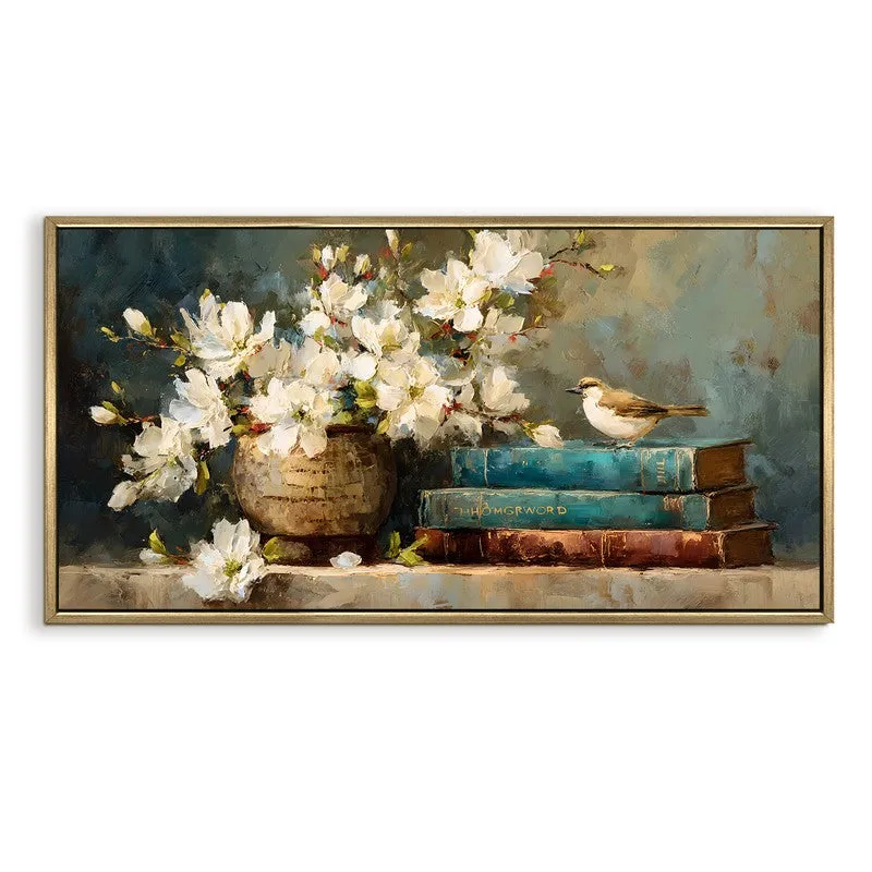 Rustic Bloomscape Canvas Wall Painting With Frame media 3