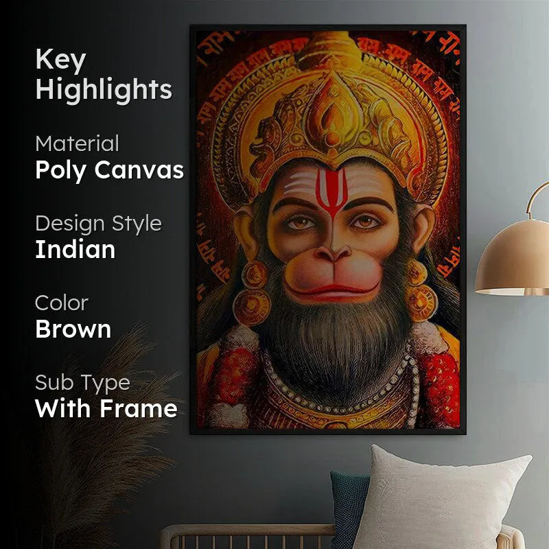 Hanuman's Gaze Wall Painting With Frame media 2