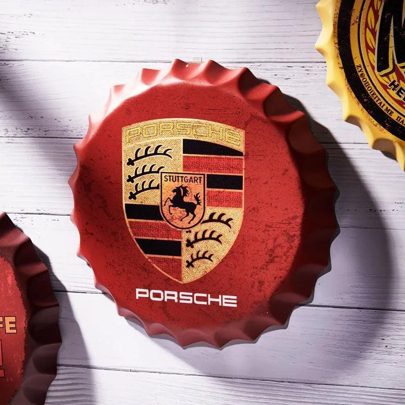Porsche Bottle Cap Metal Wall Accent media 1