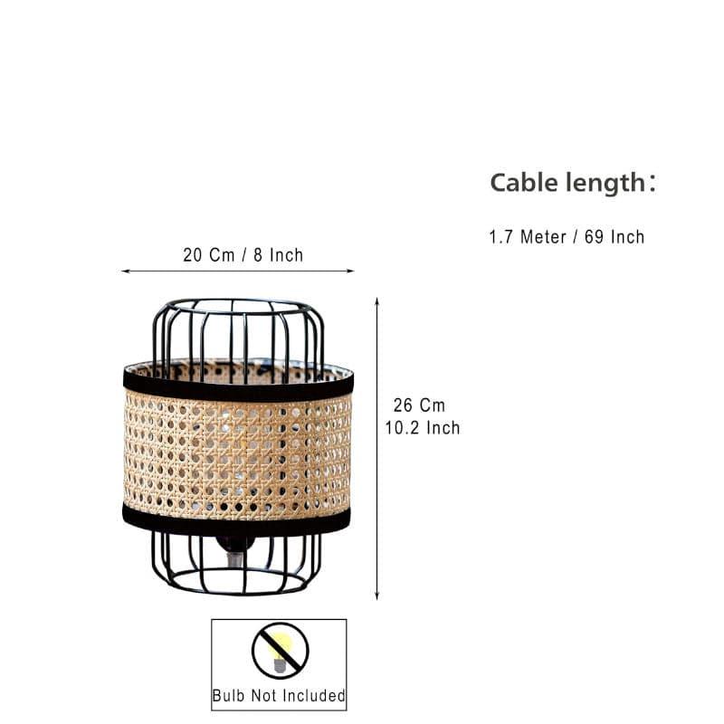 Mystane Rattan Table Lamp - Small - Black,Beige media 4