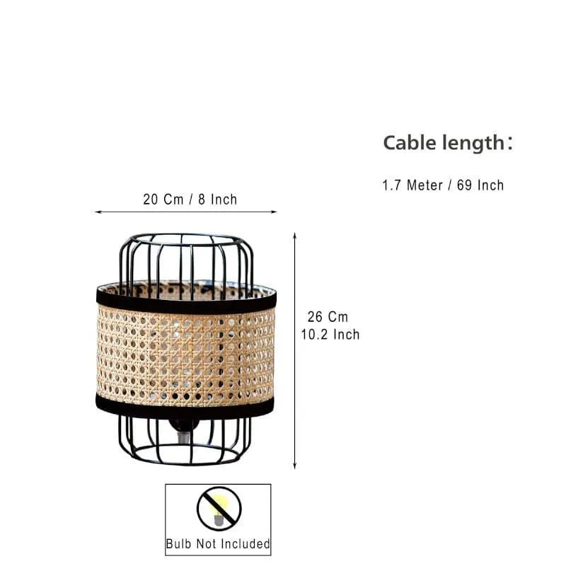 Mystane Rattan Table Lamp - Small - Black,Beige media 4