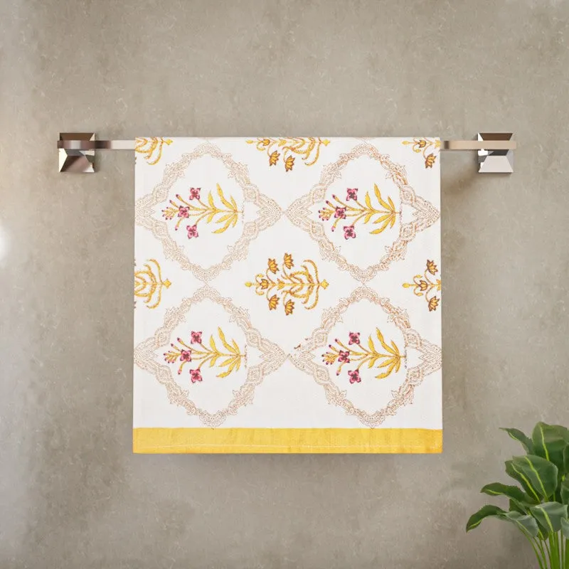 Costal Leaf Cotton Hand Towel - Sky Yellow media 4