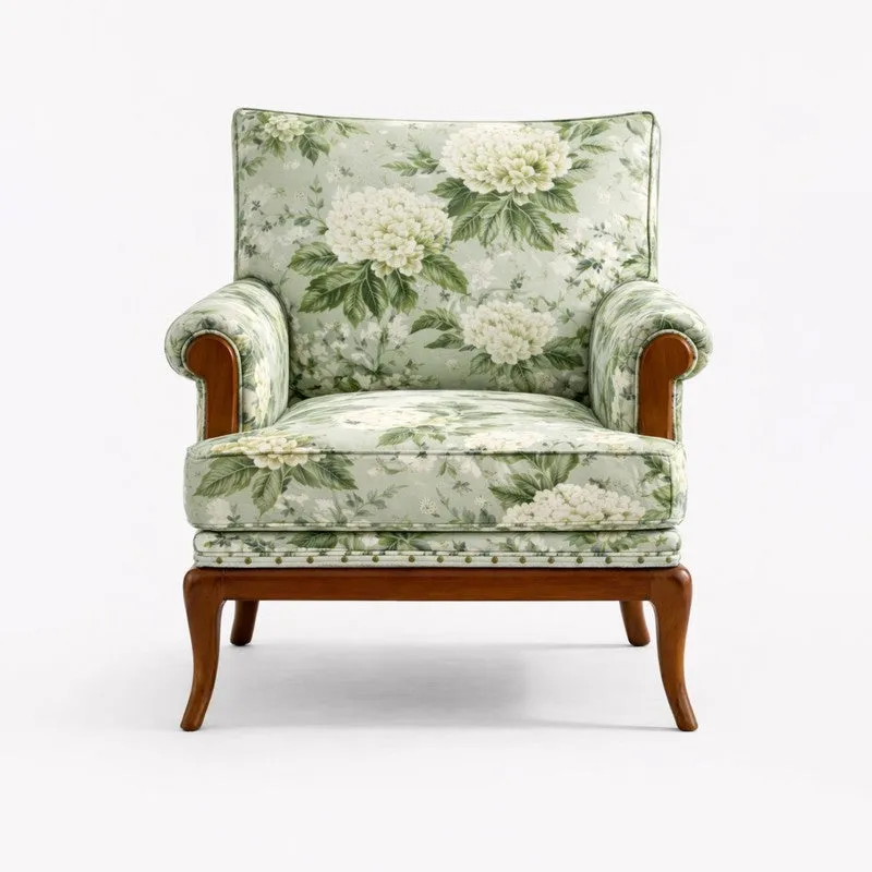 Yasumi Teak Wood & Velvet Upholstered Lounge Chair media 3