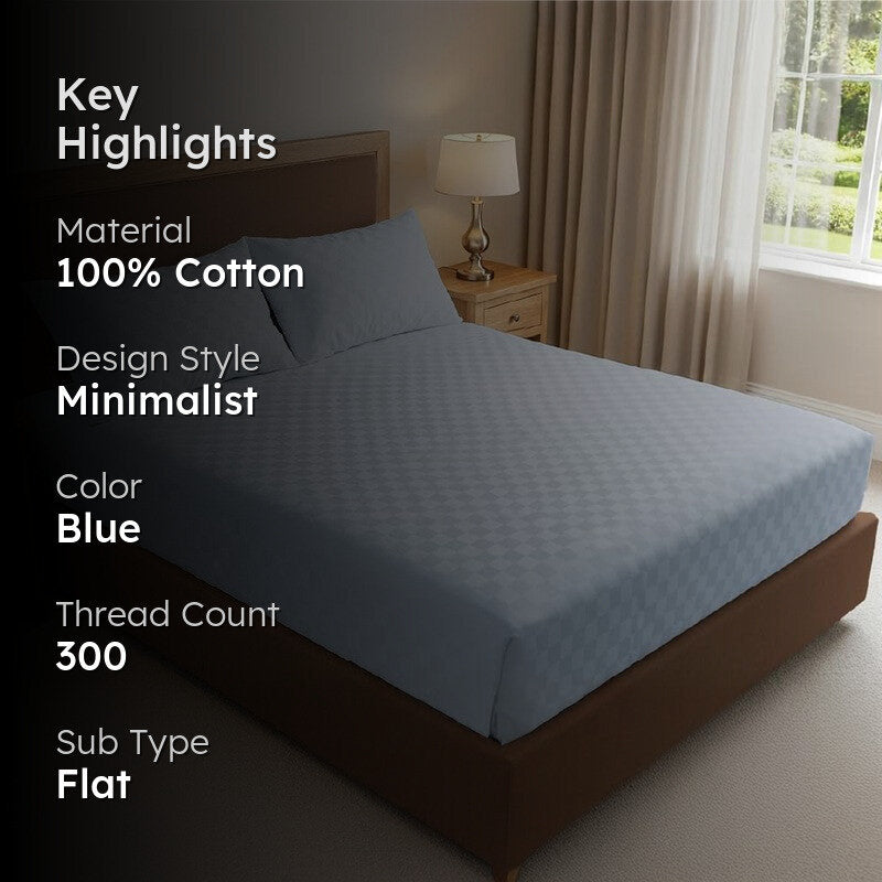 Urban Space Pastel Bliss Cotton Bedsheet (Blue) - 300 TC media 2