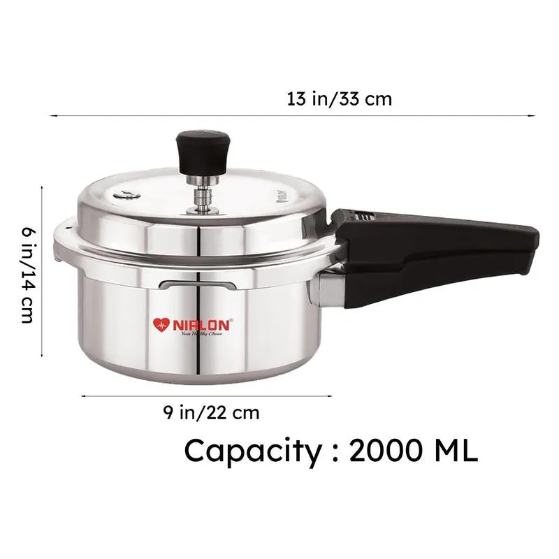 Nirlon Steel Pressure Cooker - 2000 mL/ 9 Inches media 8