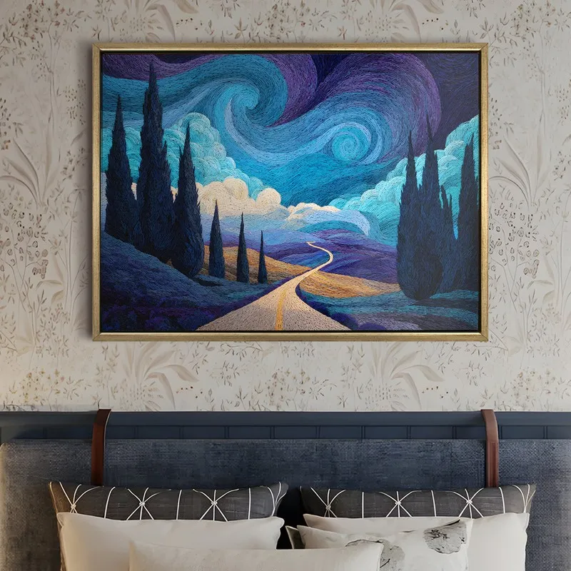 Golden Nebula Canvas Wall Painting With Frame media 5