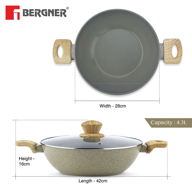 Bergner Ever Glide Non-Stick Kadhai With Lid (29 cm/4300 mL) - Set of Two media 8