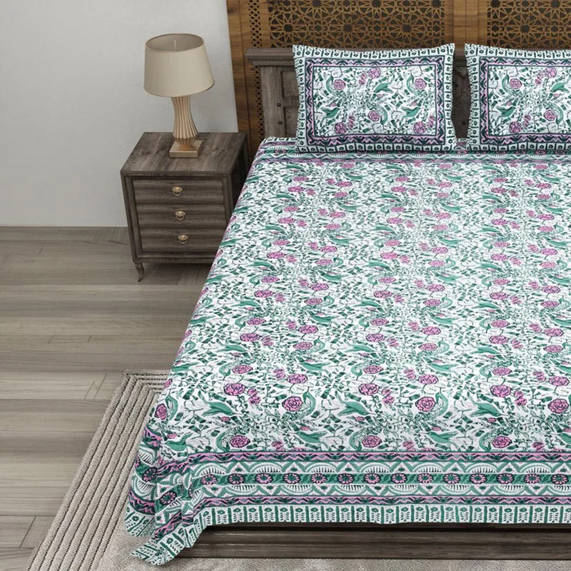 Formum Cotton Bedsheet (Purple,Green) - 240 TC media 3