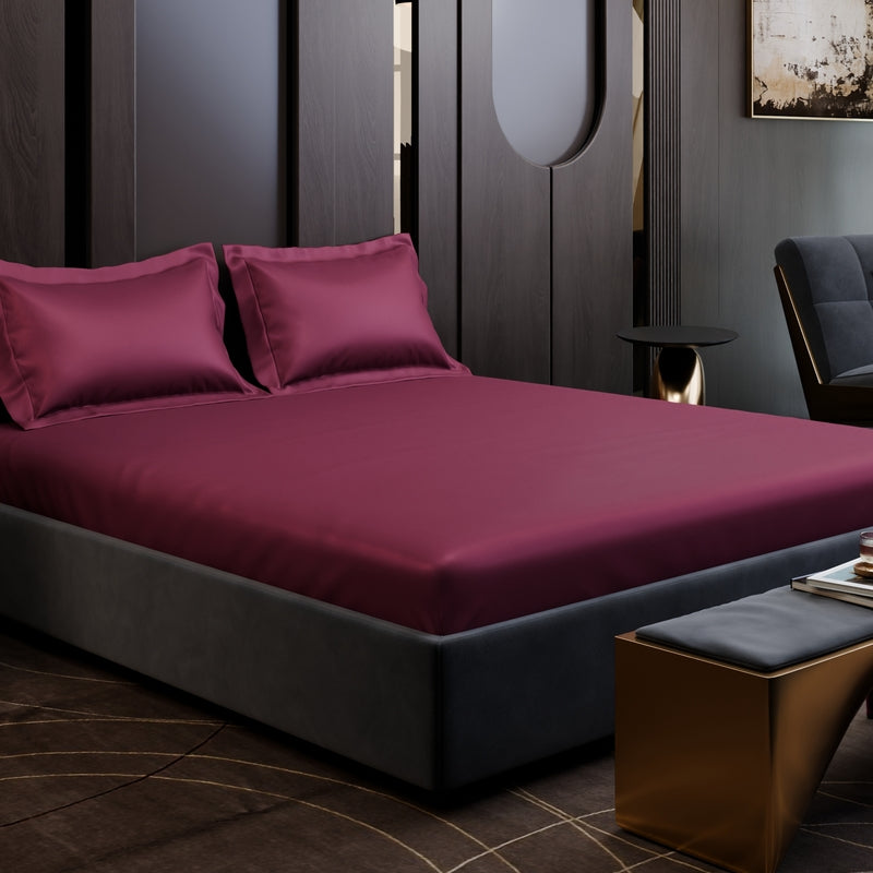 Panache Pure Cotton Fitted Bedsheets (Red) - 350 TC