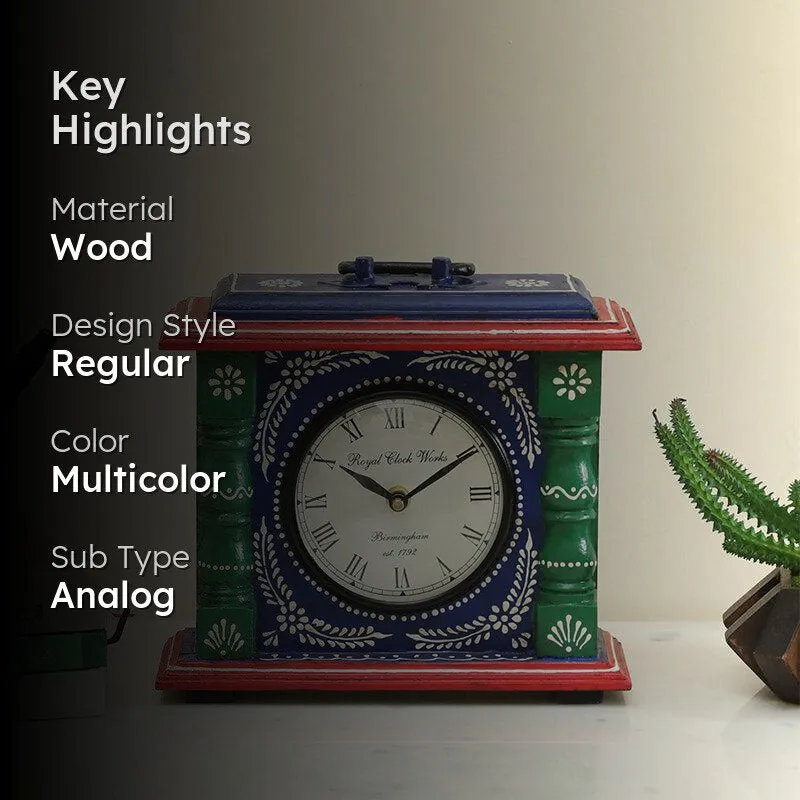 Adviya Handpainted Silent Table Clock - Dark Green media 2