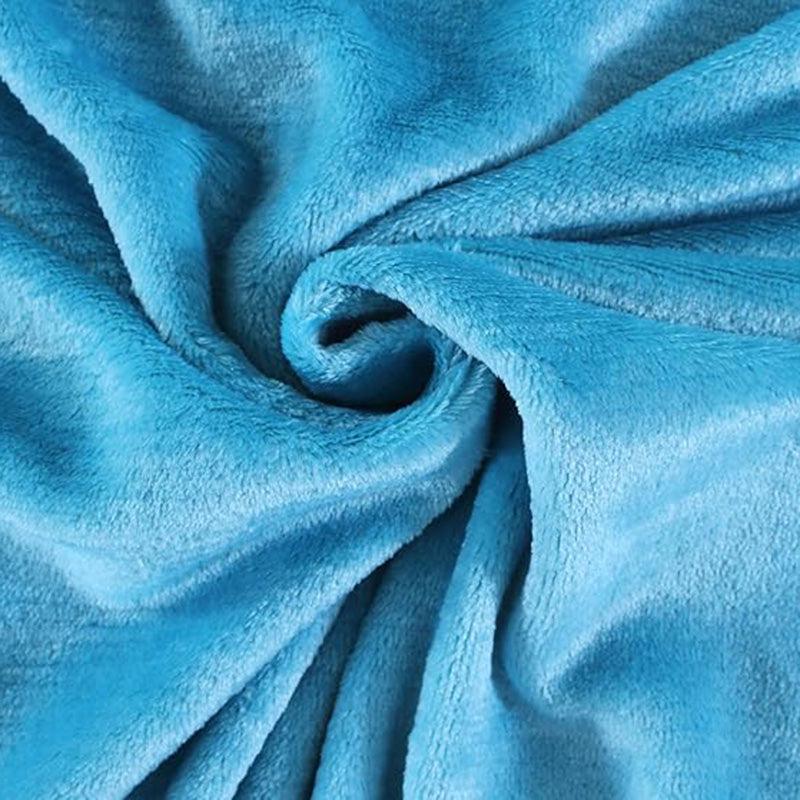 Sarva Solid Cotton Flannel Bedsheet (Blue) - 190 GSM media 5