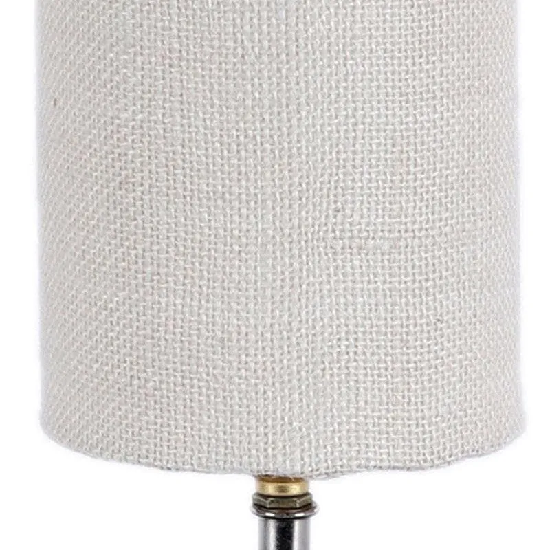 Rustic Wood & Fabric Table Lamp - White,Brown media 6