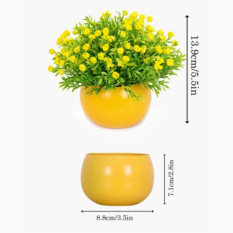 Bloomvera Artificial Rose Flower Plant With Pot (Yellow,14CM) - Set Of Two media 7