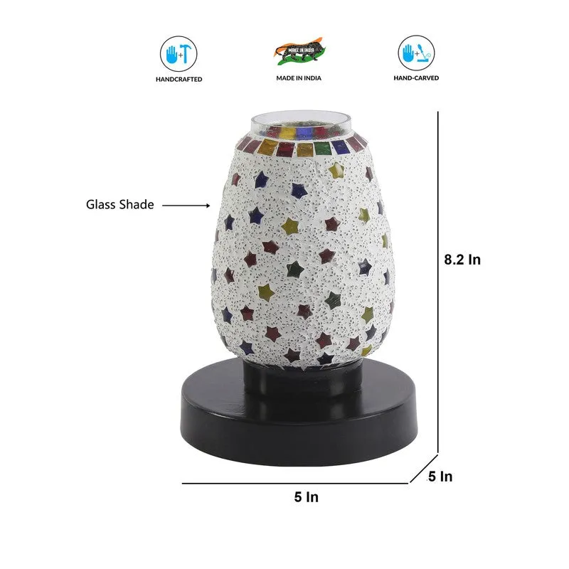 Glowix Mosaic Glass Table Lamp With Wooden Base - Multicolor media 8