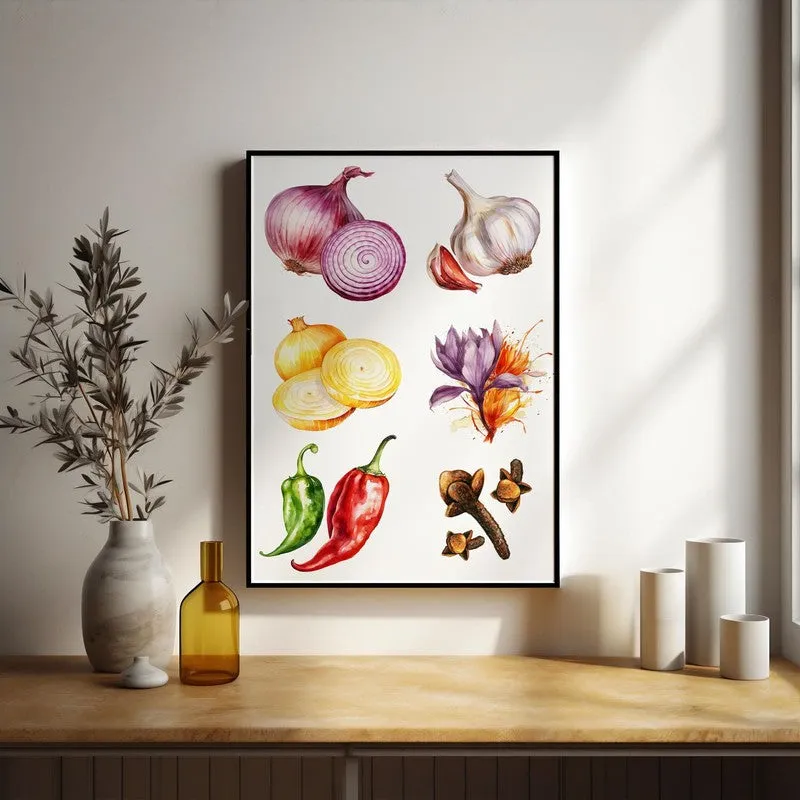 Allium Bouquet Framed Canvas Wall Painting media 5