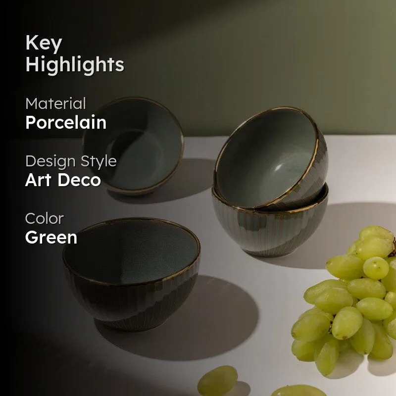 Ornella Soup Bowls (Green,350 mL Each) - Set Of Four media 2