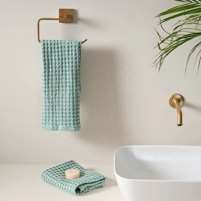 Fluffy Waffle Hand Towel (Blue) - Set Of Two media 1