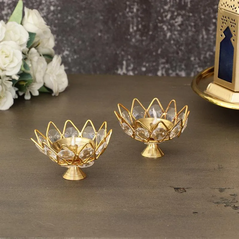 Neelima Crystal Diya (Small) - Set Of Two media 1