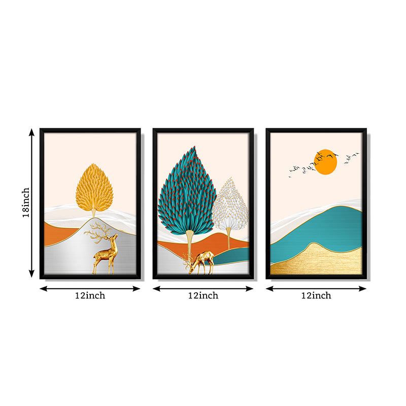 Sylvan Luxe Synthetic Fibre Wall Art With Frame - Set Of Three media 7