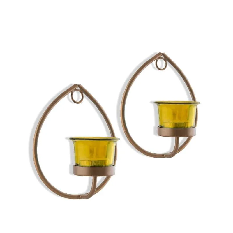 Gold Drip Sconce Candle Holder (Yellow) - Set Of Two media 3
