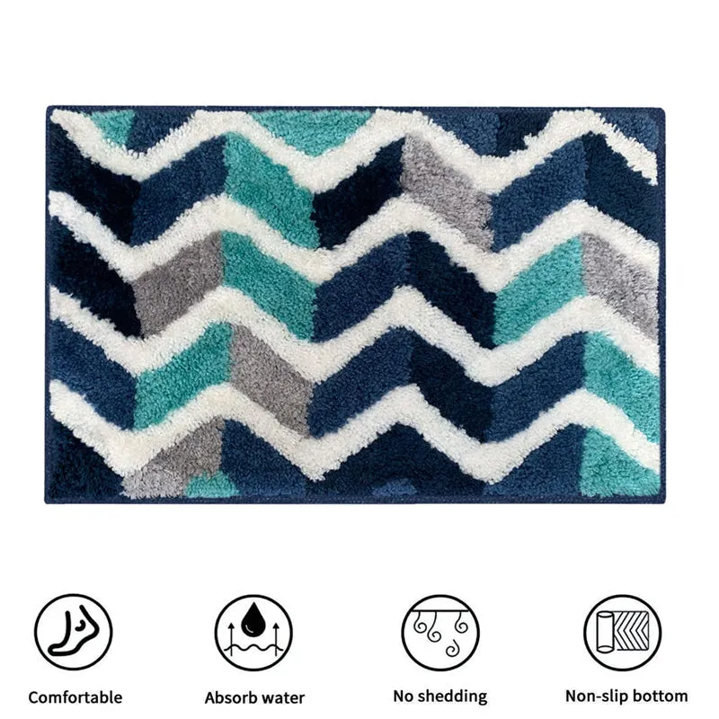Chevra Wave Microfiber Bath Mat - Blue media 8