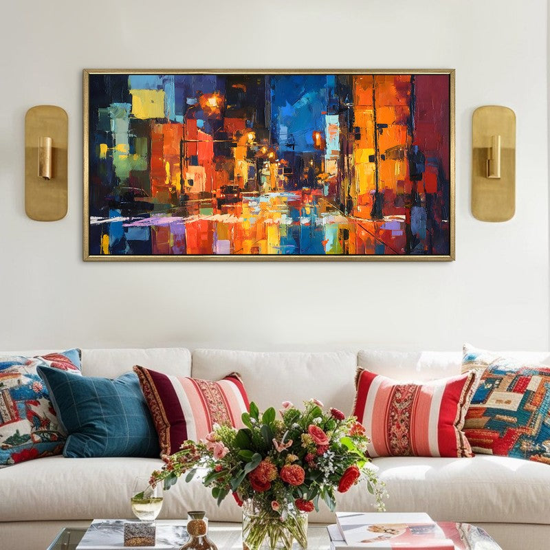 Midnight Streets Canvas Wall Painting With Frame