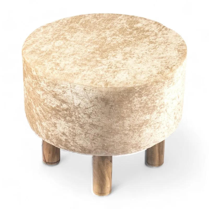 Overix Acacia Wooden Ottomans - Beige media 4