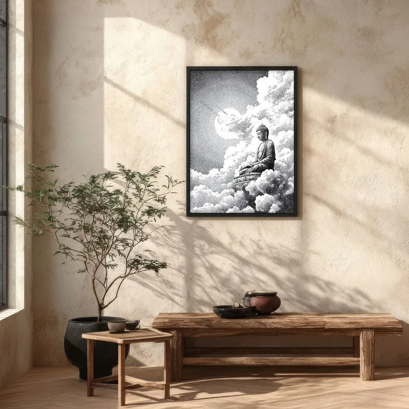Buddha In Clouded Serenity II Wall Painting With Black Frame media 5
