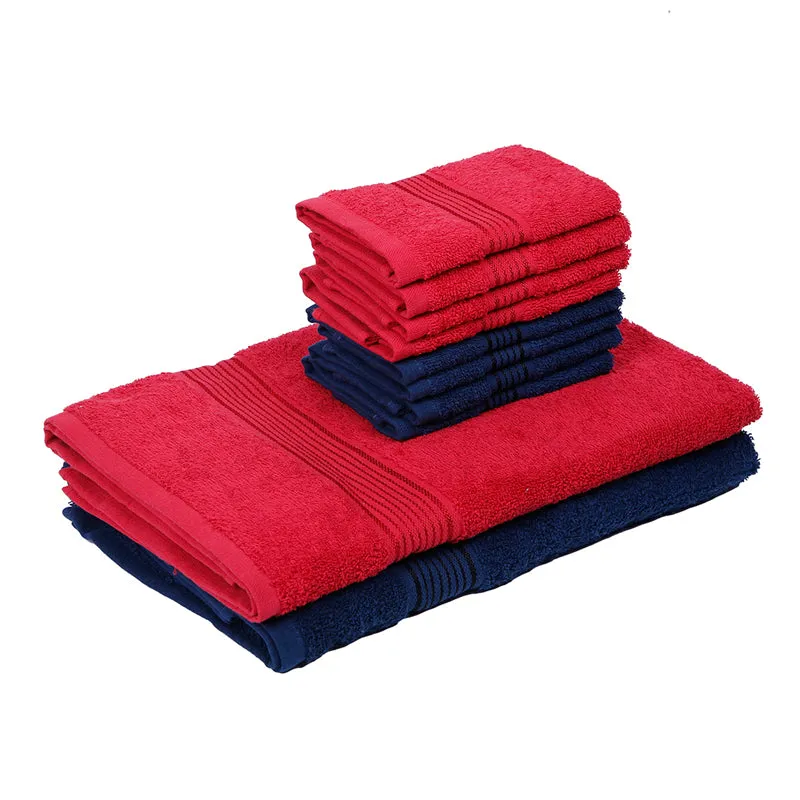 Comfora Bath & Face Towel Set (Blue,Red) - Ten Piece Set media 5