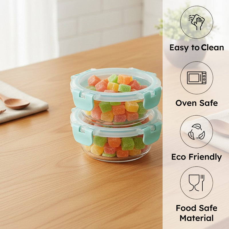 Grabix Leak Proof Glass Lunch Box (420 mL Each) - Set Of Two