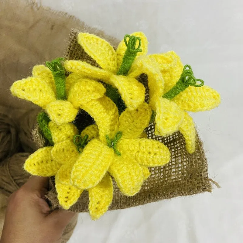 Crochet Handmade Daffodil Bouquet (Yellow) - Set Of Six media 4