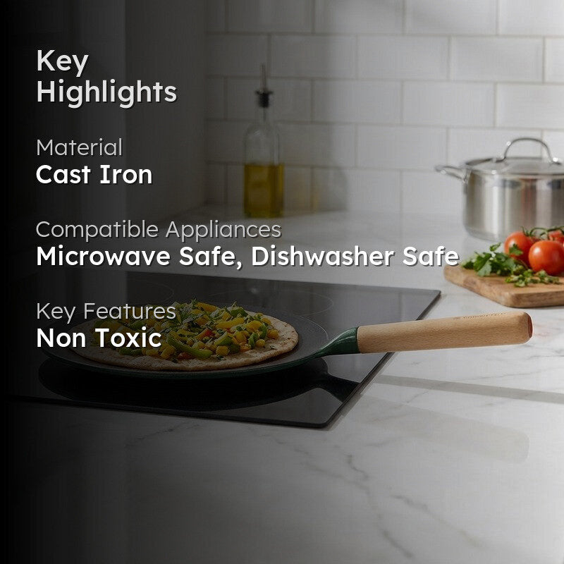 Cumin Co Enamel Cast Iron Roti Tawa - Green media 2
