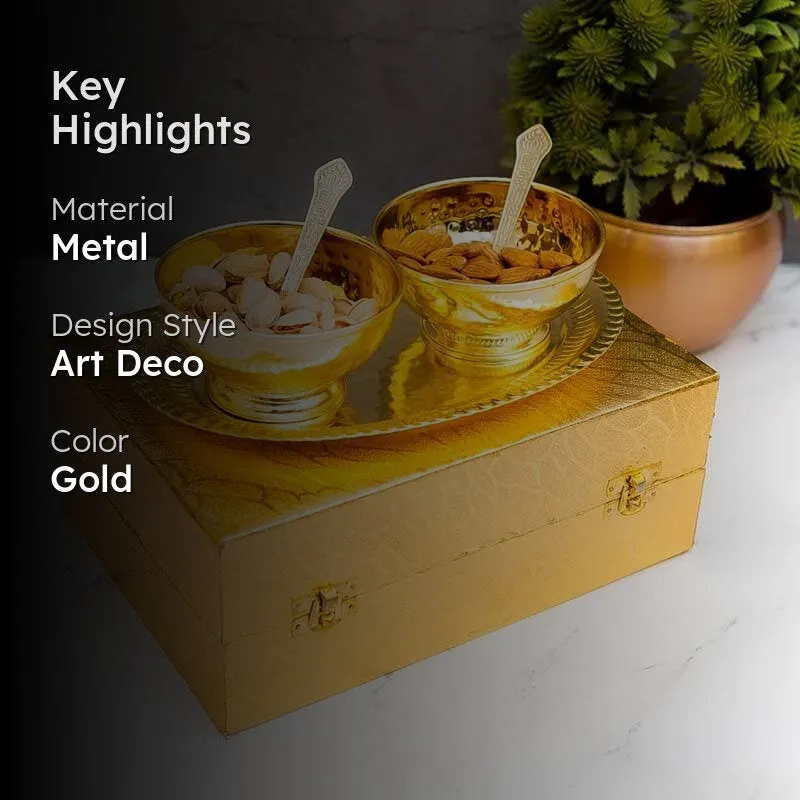 Gleaming Golden Bowl & Tray - Gold media 2