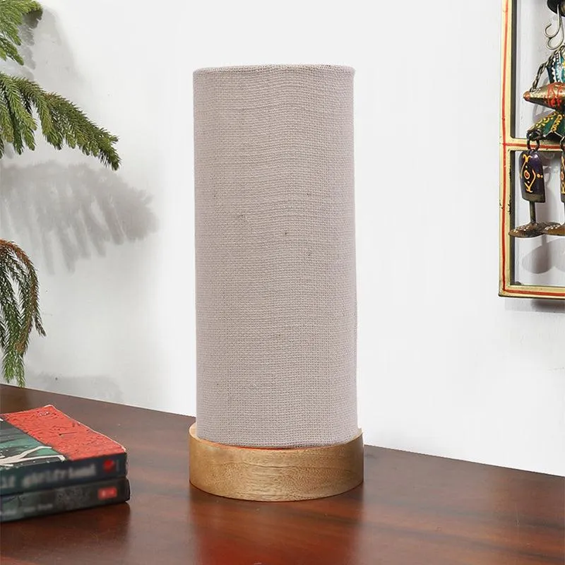 Nyra Tower Wooden Table Lamp With Jute Shade - Grey,Brown media 7