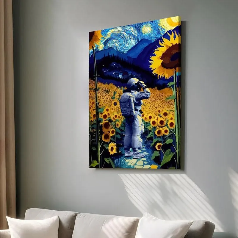 Astronaut in Sunflower Eden Wall Painting media 2