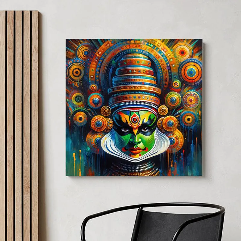 Kerala Kathakali Face Poly Canvas Wall Painting media 1