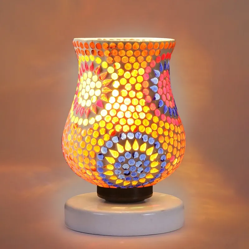 Aurelune Mosaic Glass Table Lamp With Wooden Base - Multicolor media 6