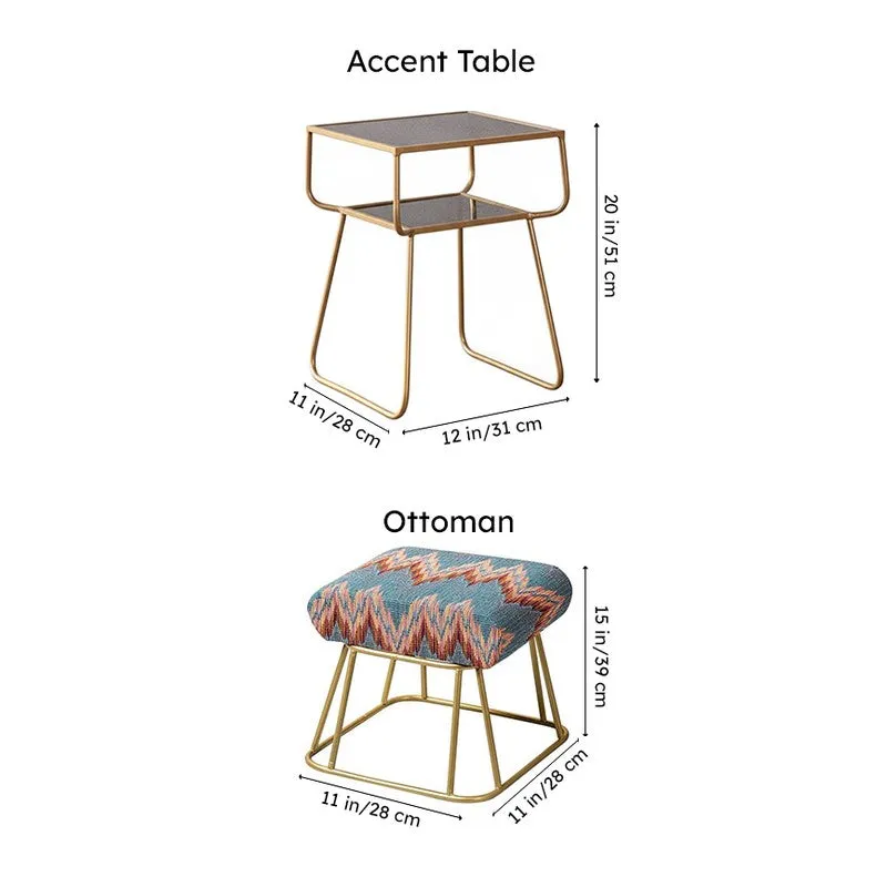 Posha Ottoman And Side Table Combo - Two Piece Set media 6
