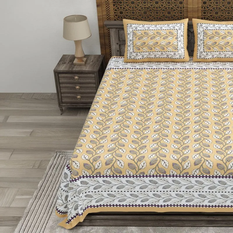 Crafta Cotton Bedsheet (Beige,White,Grey) - 240 TC media 3