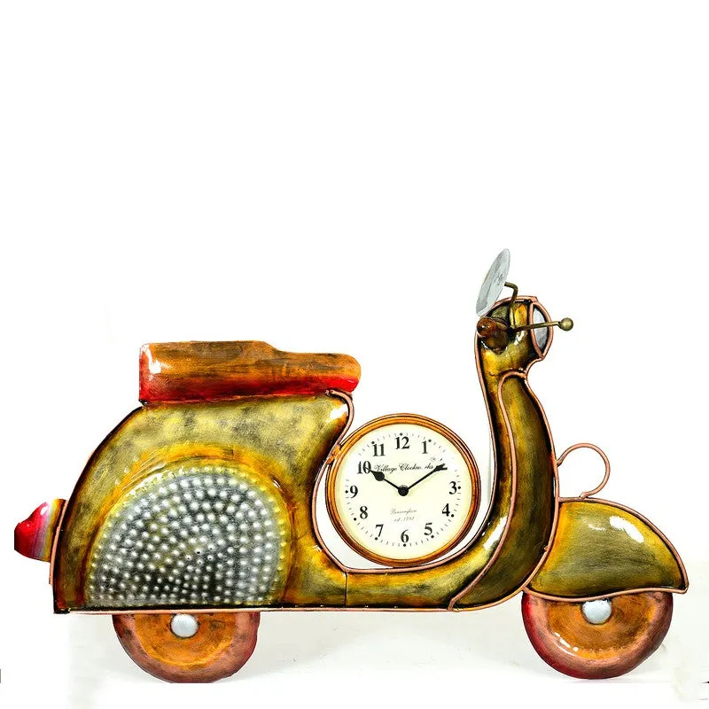 Retro Scooter Design Metal Wall Clock media 3