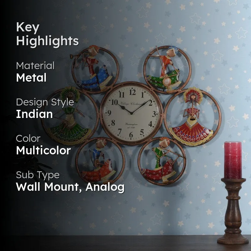 Musician Lady Hanging Art Metal Wall Clock media 2