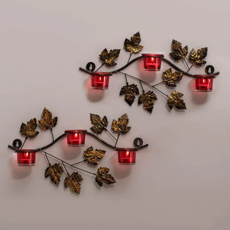 Maple Sconce & Votive Trio (Red) - Set Of Two media 1