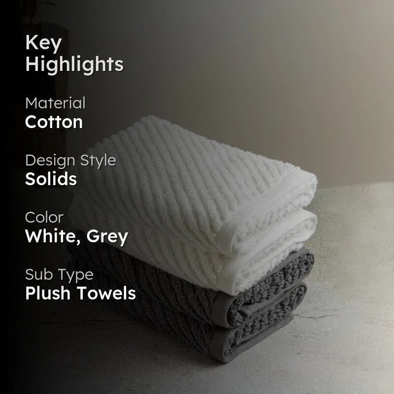 Nautica Riviera Soft Cotton Hand & Face Towel (Grey & White) - Set Of Four media 2