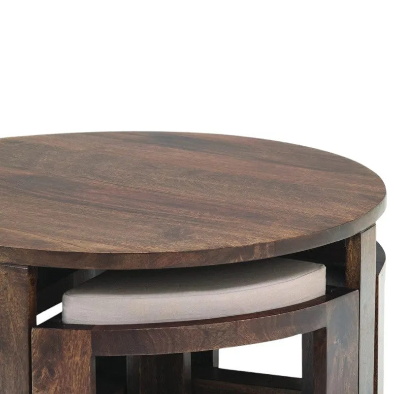Kervon Sheesham Wooden Center Table with Stools and Cushions (Brown) - Nine Piece Set media 6