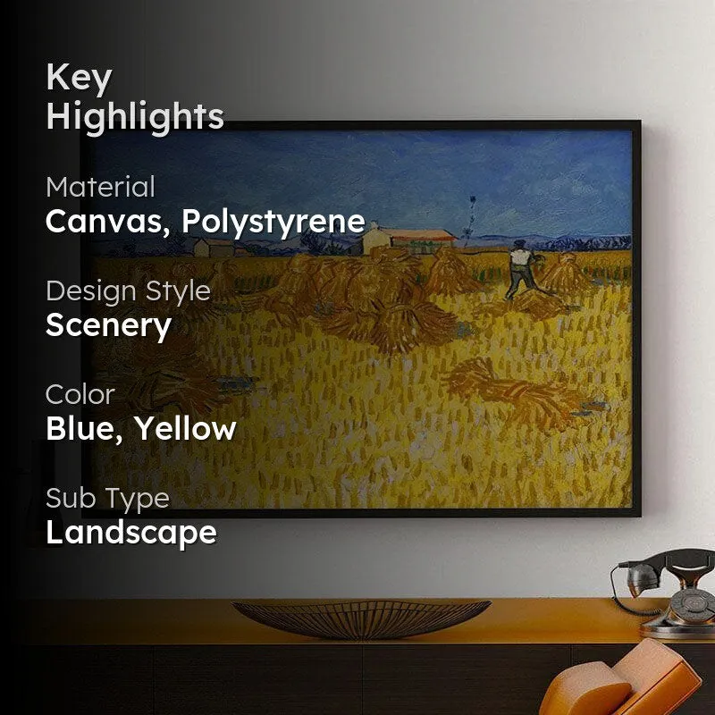 Corn Harvest In Provence Canvas Wall Painting - Black Frame media 2