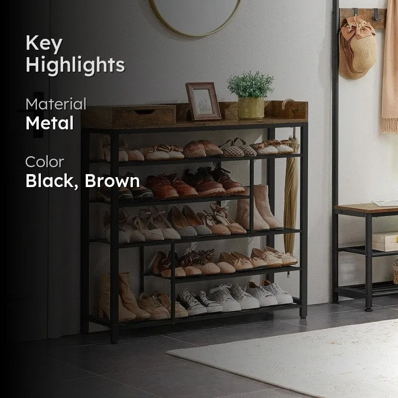 Prism Metal Shoe Rack - Black,Brown media 2