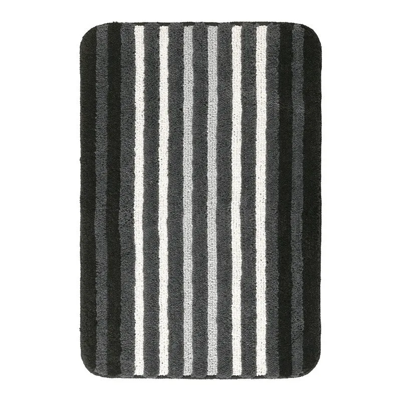 StripeScape Microfiber Bath Mats (Grey) - Set of Two media 3